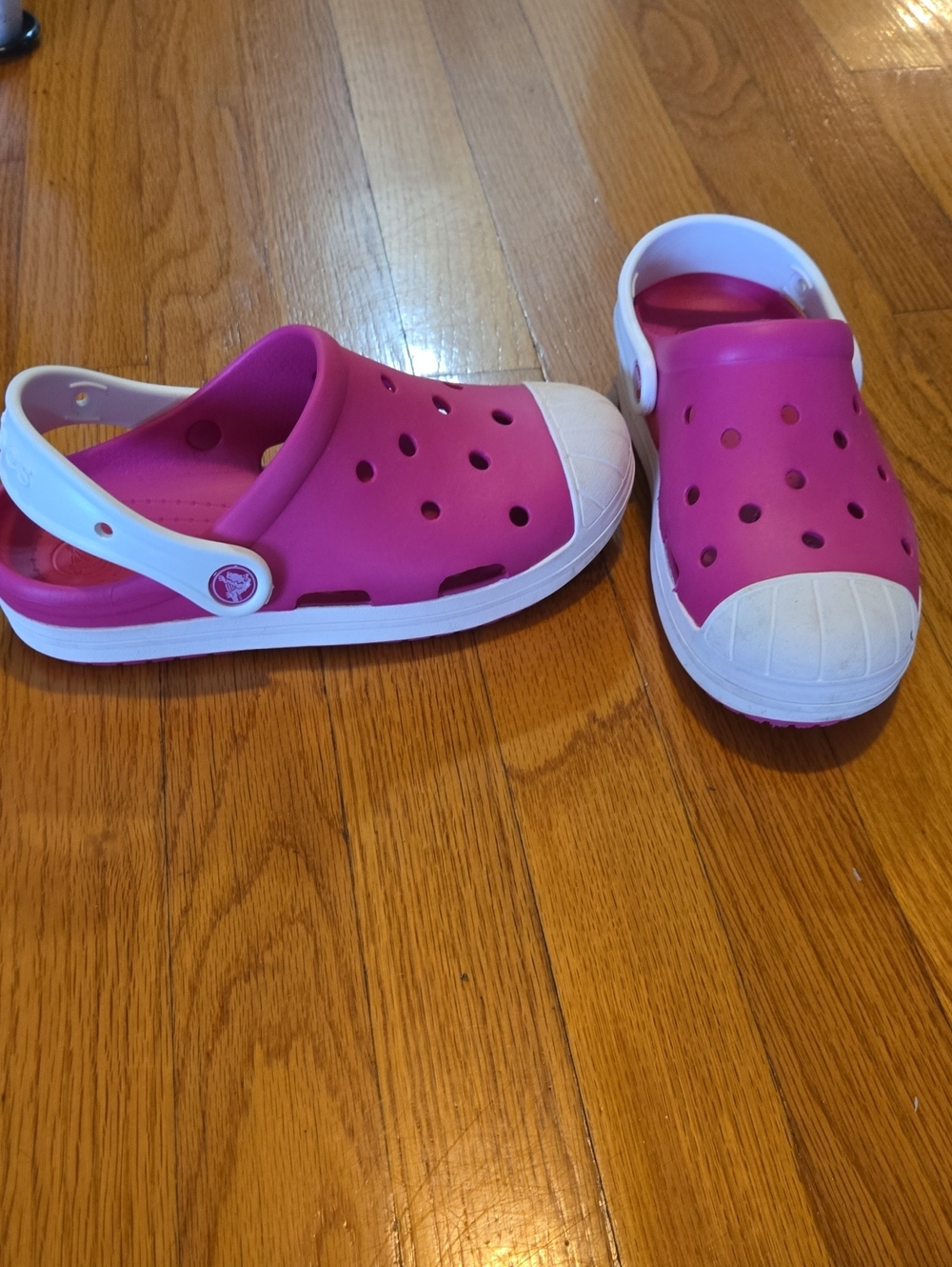 CROCS Pink and White Kids Clog with Strap